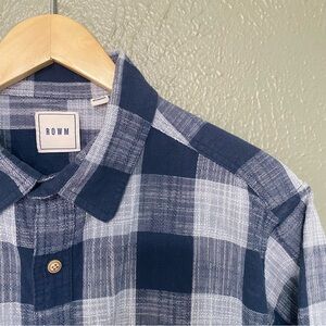 ROWM Cotton Navy Checkered Casual Button Shirt